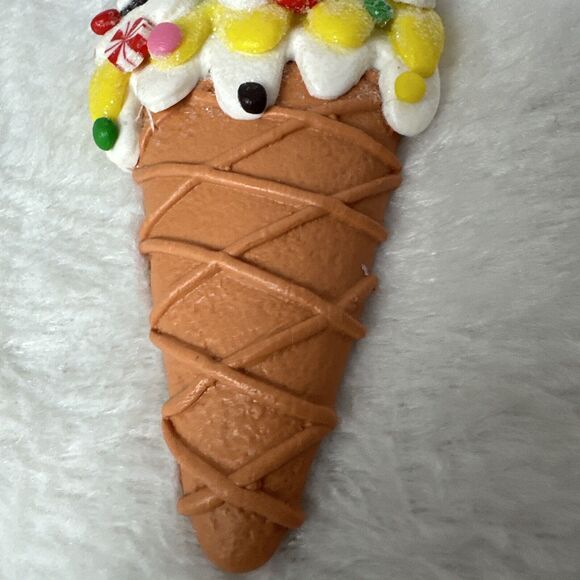 Ice Cream Cone Candy Holiday Christmas Tree Ornament - Picture 3 of 6
